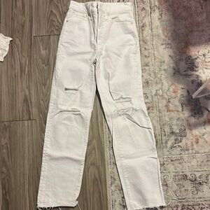 Madewell High Rise White Distressed Jeans